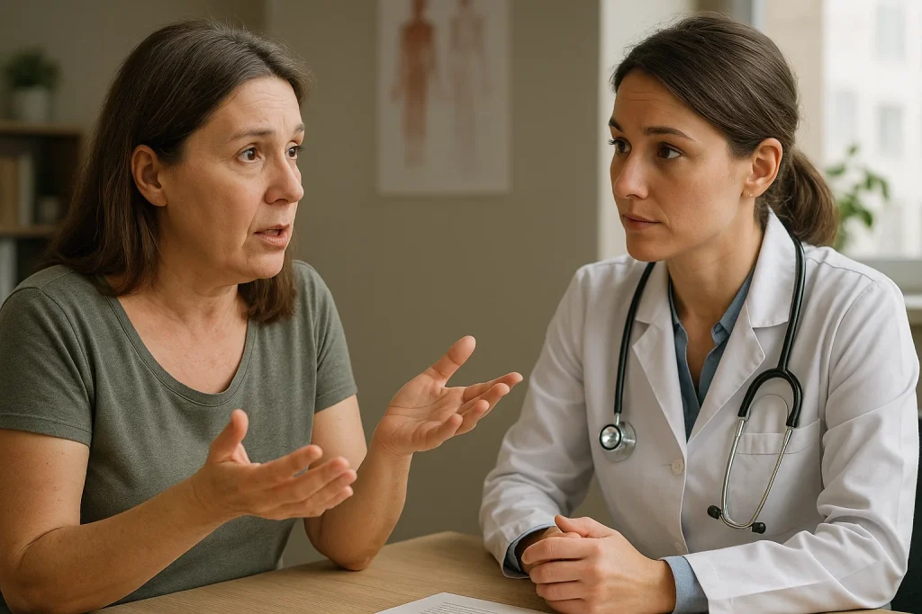A person looking at a digital screen with kidney health information and FAQs.